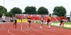 No 38 Frances Slater (Herts) wins the Senior Girls 100 metres.